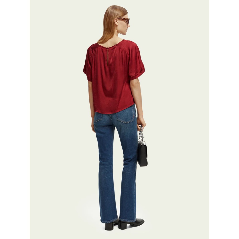 Scotch & Soda Flutter Sleeve Top in Rhubarb - Picture 4 of 11